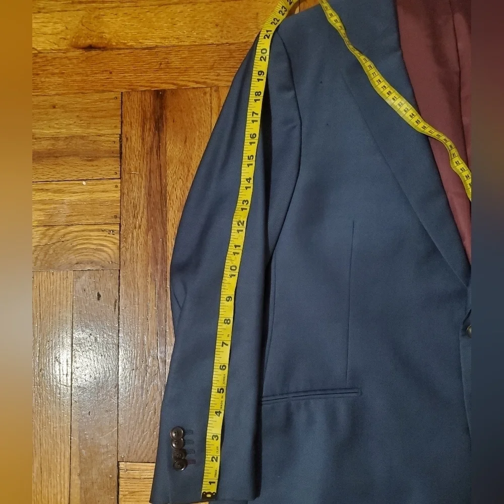 Bluelapel Mens Blazer Blue/Gray Single Breasted Business Office Career 42R - Picture 11 of 11